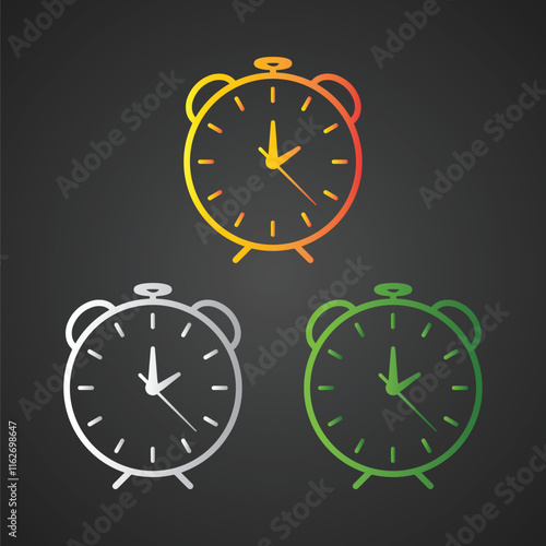 Clock colorful icons, symbols, modern signs, linear pictograms, vector art