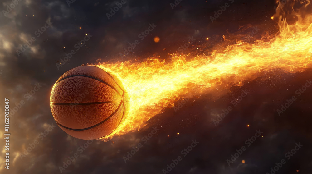 Flying basketball ball with fire flame trails. Vector falling meteorite ball with long blaze tongues. Realistic 3d sport inventory, hot contest promo, isolated sports equipment with ignition trace Flying basketball ball with fire flame trails. Vector falling meteorite ball with long blaze tongues. Realistic 3d sport inventory, hot contest promo, isolated sports equipment with ignition trace