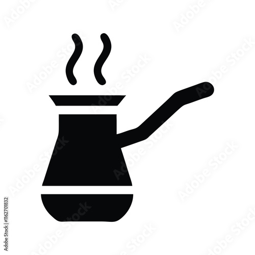 Simple Icon of a Traditional Turkish Coffee Pot with Steam