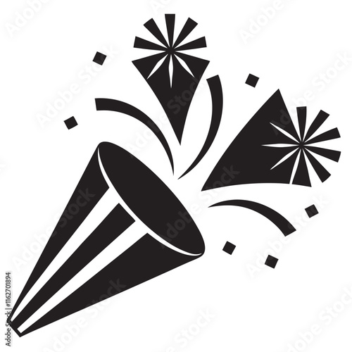 Vibrant image of colorful party poppers silhouette