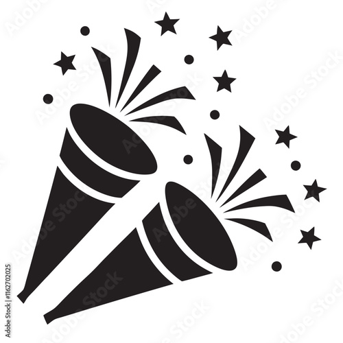 Vibrant image of colorful party poppers silhouette 