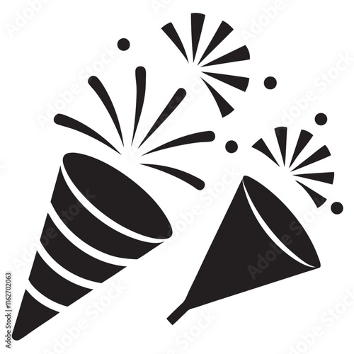 Vibrant image of colorful party poppers silhouette 