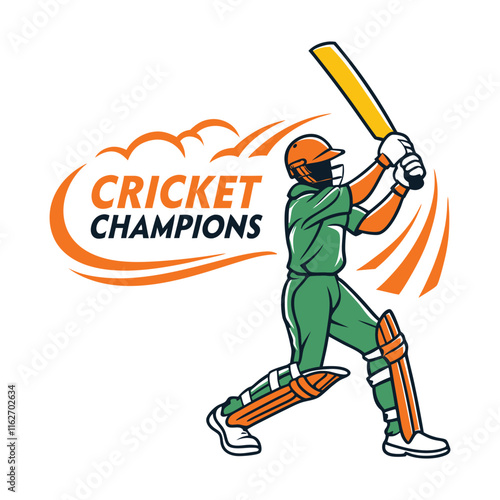 Dynamic Cricket Champion in Action, Perfect for Sports Logos