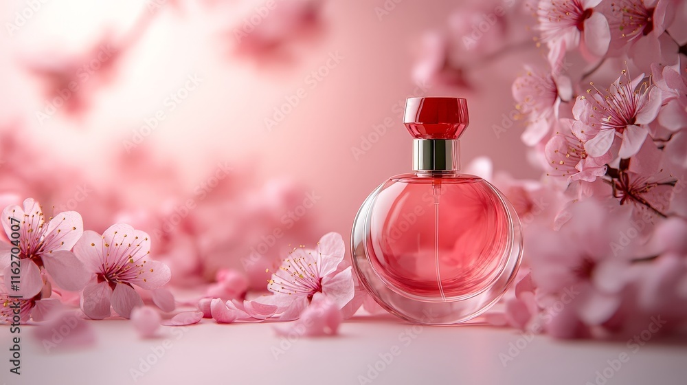 Elegant Red Perfume Bottle with Floral Decor and Romantic Appeal Elegant Red Perfume Bottle with Floral Decor and Romantic Appeal