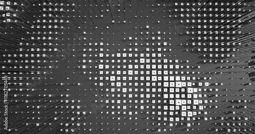 Abstract Cubes Geometric Shapes Black and White Speed Motion Textured Background with Spikes