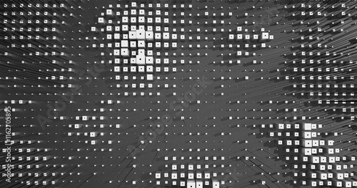 Abstract Cubes Geometric Shapes Black and White Speed Motion Textured Background with Spikes