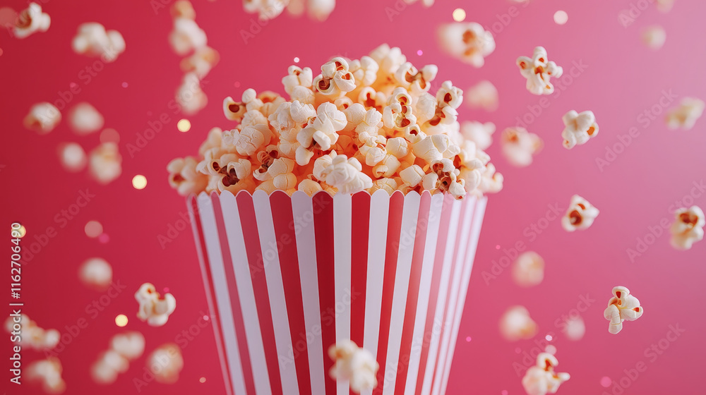 Cinema popcorn buckets poster. Movie theater snack crunchy sweetcorn, fast food cafe sweet snack or takeaway fluffy meal promo realistic vector leaflet. Party salty dessert 3d flyer or ad poster Cinema popcorn buckets poster. Movie theater snack crunchy sweetcorn, fast food cafe sweet snack or takeaway fluffy meal promo realistic vector leaflet. Party salty dessert 3d flyer or ad poster