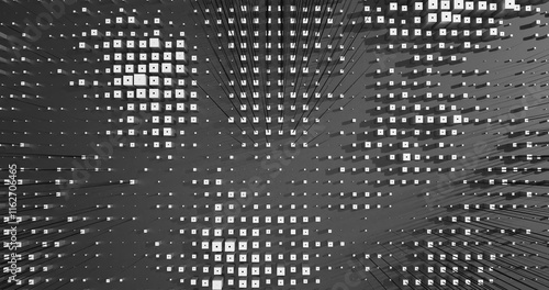 Abstract Cubes Geometric Shapes Black and White Speed Motion Textured Background with Spikes