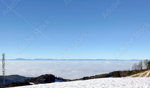 Blick vom Geiersnest bei Freiburg in den Nebel photo