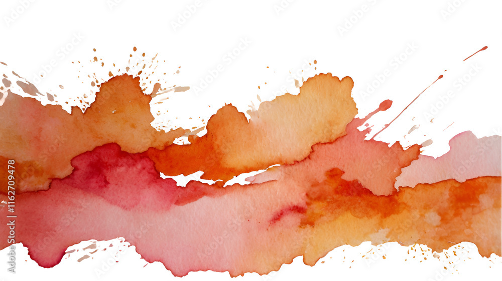 Obraz premium pink and orange water colour stain on white background