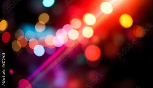 Vibrant multicolor bokeh lights on a dark background. Abstract design, perfect for modern art.