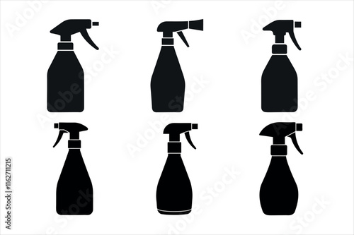 Black Silhouette Spray Bottles icon on a  White Background