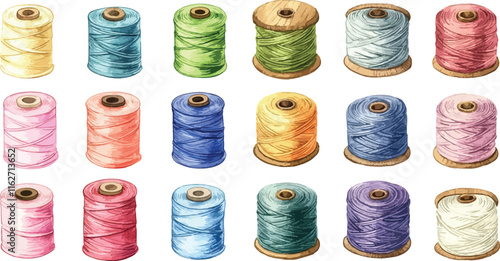 spool of thread watercolor clipart