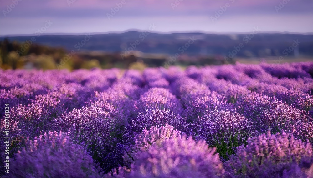 Obraz premium Close-up of vibrant purple lavender flowers in full bloom with a soft, dreamy background