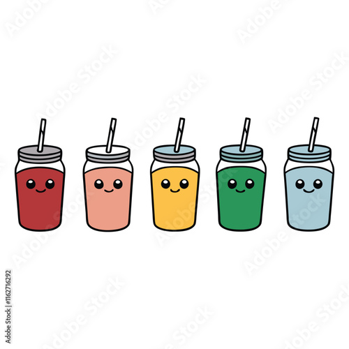 a set of smoothie jars vector illustration.