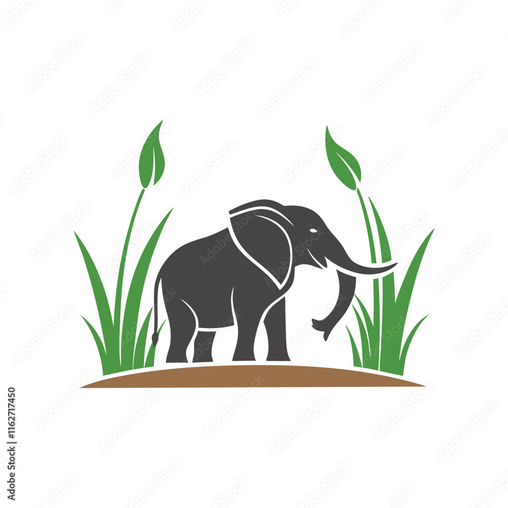Naklejka premium black and white logo minimalist elephant silhouette