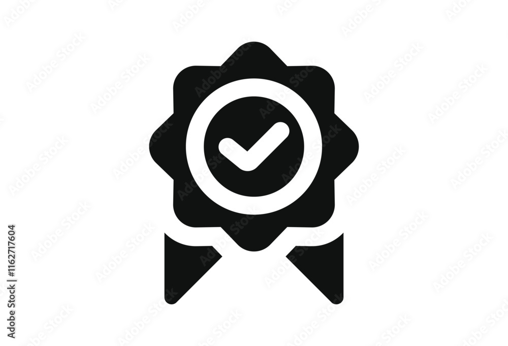 Approved check or certified or verified medal icon. Approval check symbol. Winning award, prize, medal champion, medal or badge. Icon in flat style and line. Certified badge symbol, quality sign Approved check or certified or verified medal icon. Approval check symbol. Winning award, prize, medal champion, medal or badge. Icon in flat style and line. Certified badge symbol, quality sign