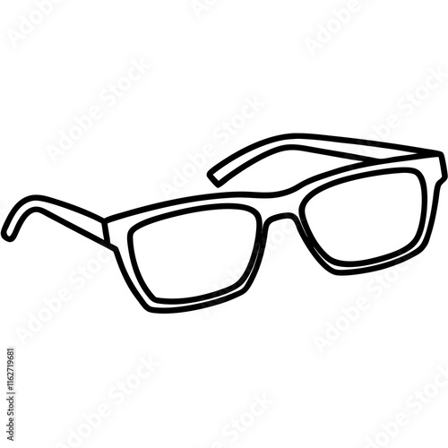 Stylish Reading Glasses Outline - Vector Graphic