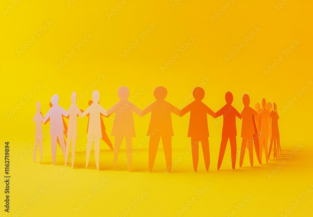 Paper Chain People Holding Hands Unity Teamwork Concept Paper Chain People Holding Hands Unity Teamwork Concept