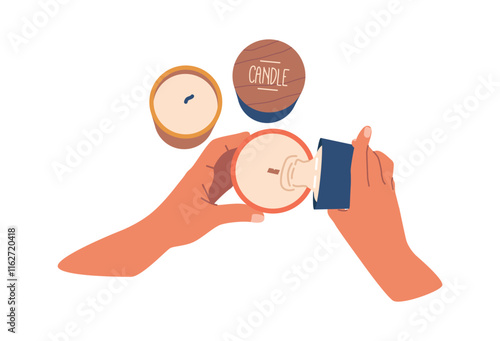 Hands making wax candles vector illustration