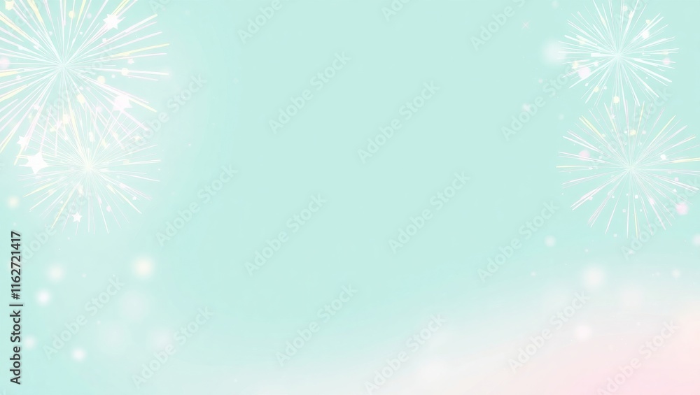 Soft pastel fireworks on a mint green background, perfect for New Year celebrations, festive invitations, or holiday designs with a dreamy aesthetic. Soft pastel fireworks on a mint green background, perfect for New Year celebrations, festive invitations, or holiday designs with a dreamy aesthetic.