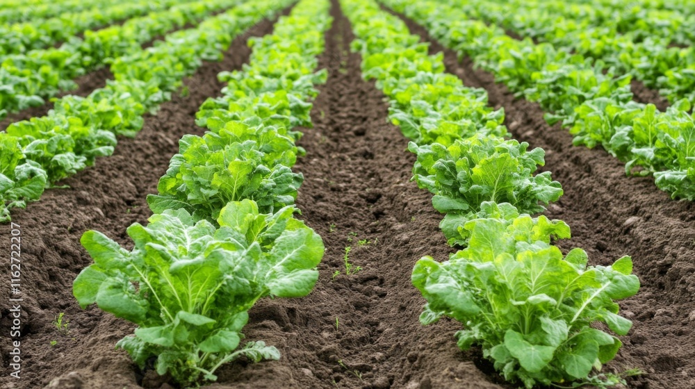 Rustic Fields of Fresh Green Lettuce with Natural Light Rustic Fields of Fresh Green Lettuce with Natural Light