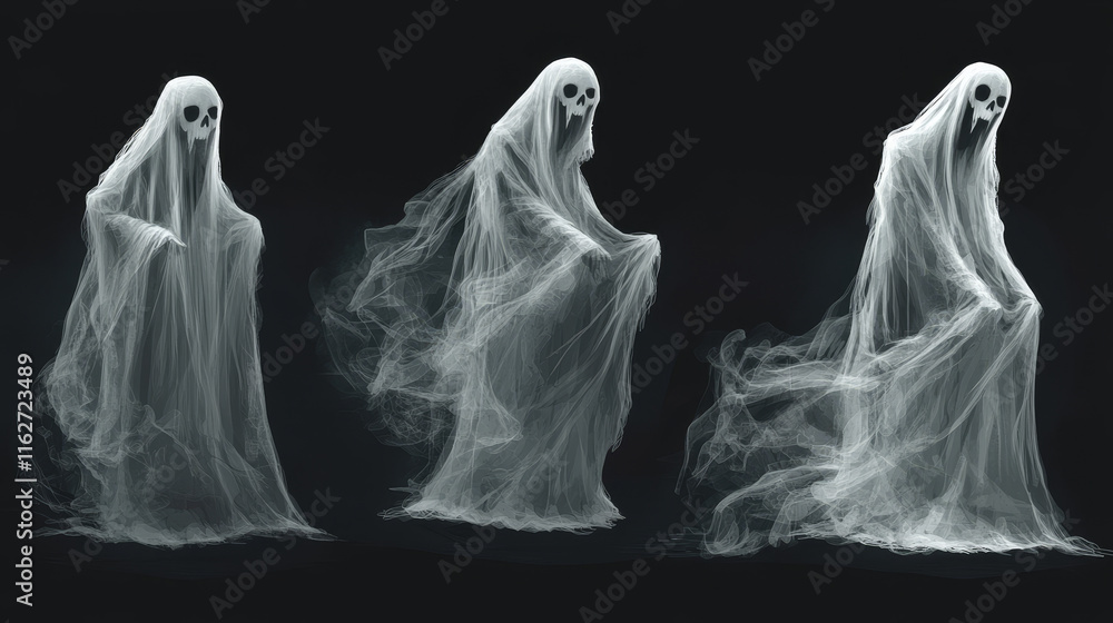 Set of ghosts for halloween holiday design isolated on background, such a logo template. Jpeg version also available in gallery Set of ghosts for halloween holiday design isolated on background, such a logo template. Jpeg version also available in gallery