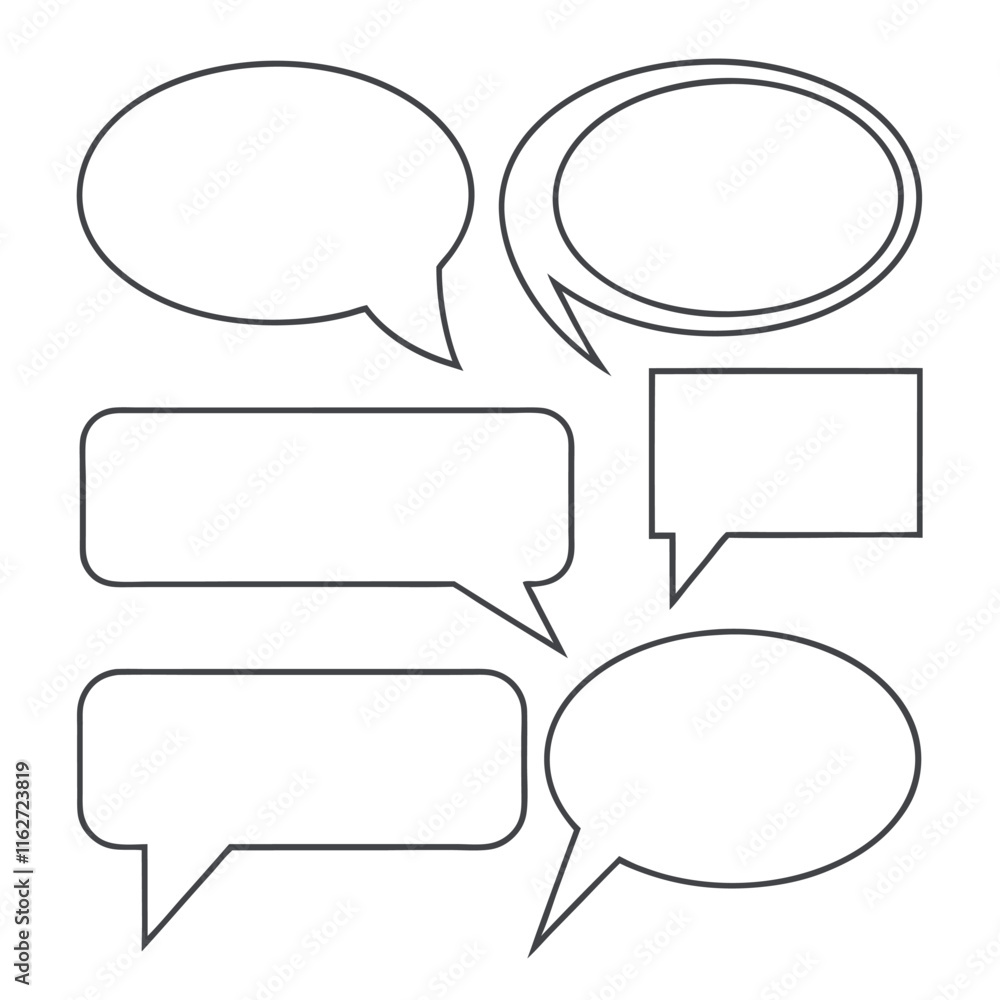 Hand Drawn line art Speech Bubble Vector Design. Hand Drawn line art Speech Bubble Vector Design.