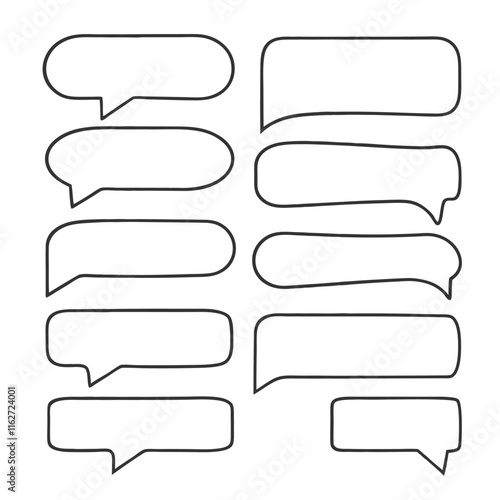 Hand Drawn line art Speech Bubble Vector Design.