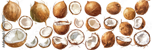 coconut watercolor clipart
