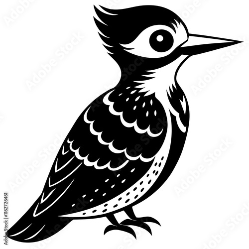  cute Woodpecker black silhouette vector photo