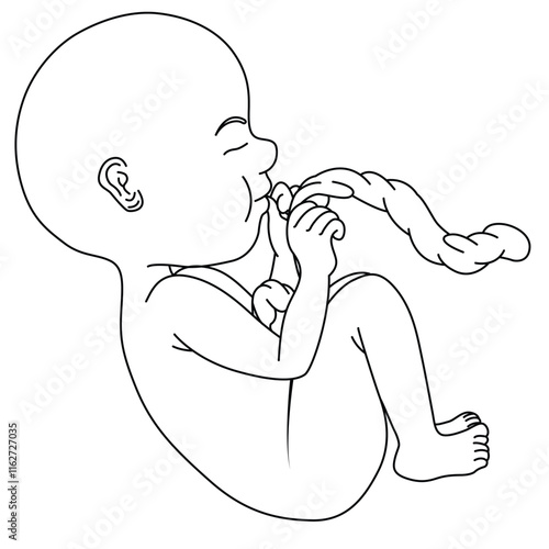 Cute cartoon hand drawn vector baby birth outline.
