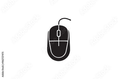 simple black an white computer mouse vector silhouette isolated on a white background