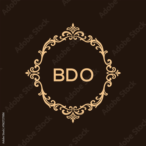 BDO letter logo design with black background in illustrator, vector logo modern alphabet font overlap style. calligraphy designs for logo, Poster, Invitation, etc.	 photo