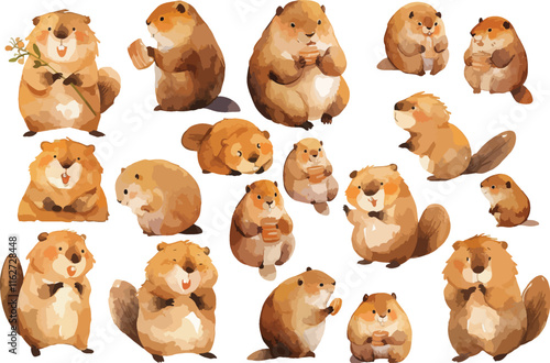 beaver watercolor clipart