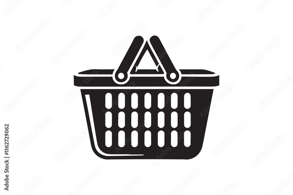 simple black an white shopping basket vector silhouette isolated on a white background simple black an white shopping basket vector silhouette isolated on a white background