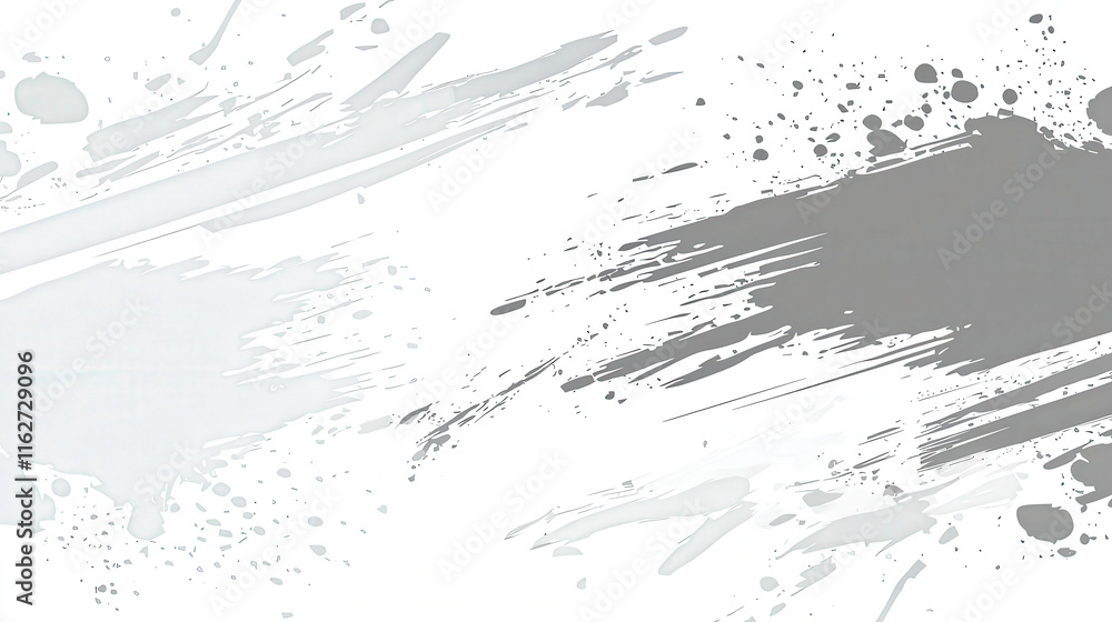 Naklejka premium The artwork features energetic gray and white paint splashes layered on a bright canvas, creating a balance of color and texture with an expressive composition