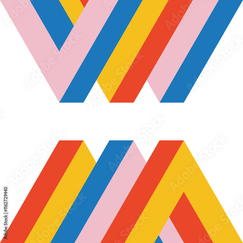 Color Bauhaus geometric volumetric pattern