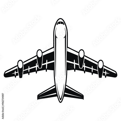 Simple Black and White Airplane Illustration