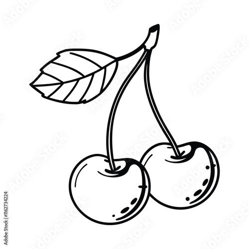 Wallpaper Mural Hand-drawn illustration of two cherries with a leaf. Torontodigital.ca