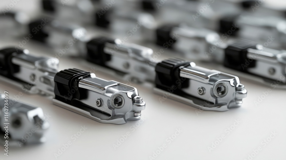 Car window regulators aligned on a clean white surface Car window regulators aligned on a clean white surface