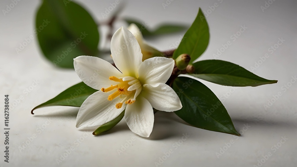 Fototapeta premium Blossoming cherry branch with white flowers. Realistic vector illustration