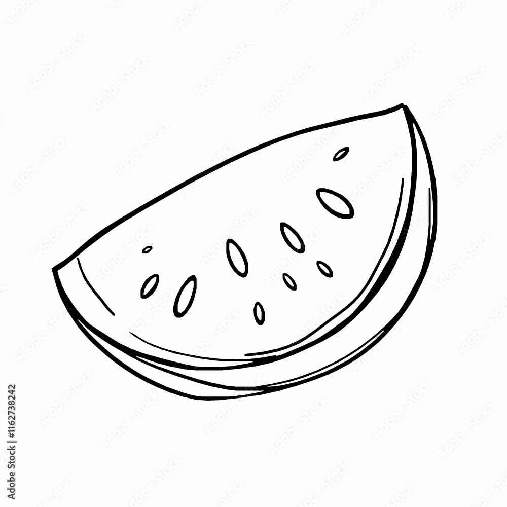 watermelon slice outline vector illustration with seeds and juicy texture watermelon slice outline vector illustration with seeds and juicy texture