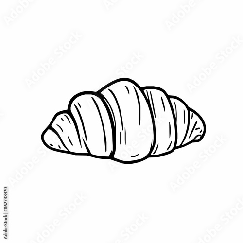 croissant outline vector illustration with flaky layers