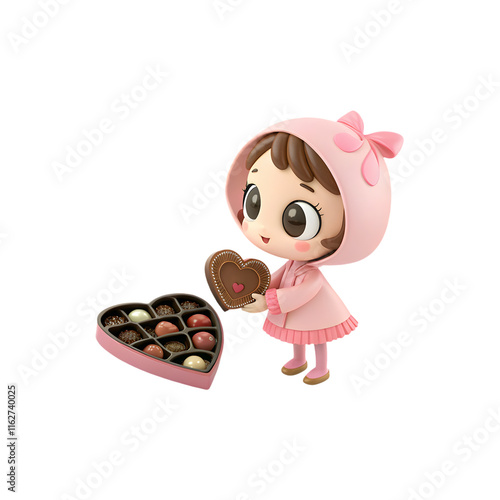 Sweet Valentines Cartoon Holding Stylish Chocolate box