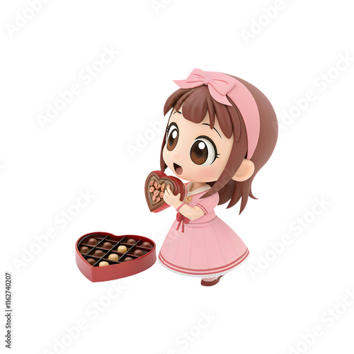 Sweet Valentines Cartoon Holding Stylish Chocolate box