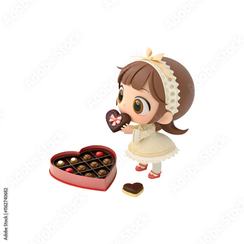 Sweet Valentines Cartoon Holding Stylish Chocolate box