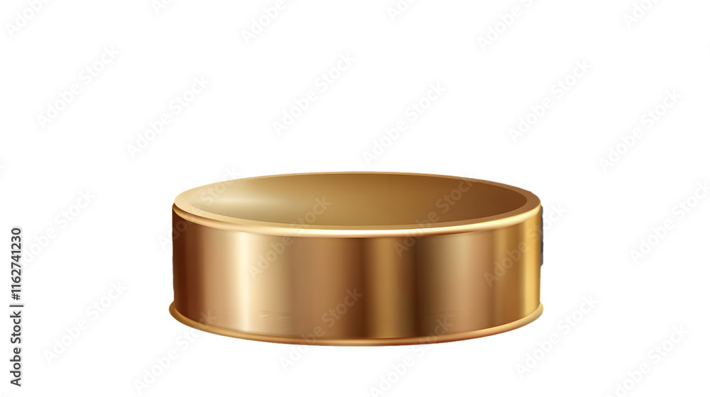 Elegant golden circular podium for product display on a white background ideal for branding Elegant golden circular podium for product display on a white background ideal for branding