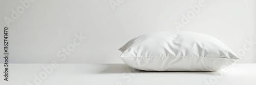 Gentle hued white pillow resting against a pristine backdrop, soothing, tranquility photo