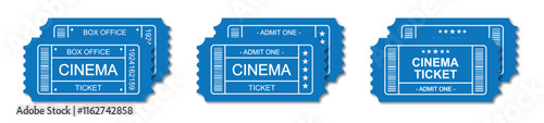 Cinema ticket set icon, vector illustration